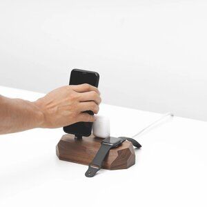 3-in-1 Charging Dock in Real Walnut